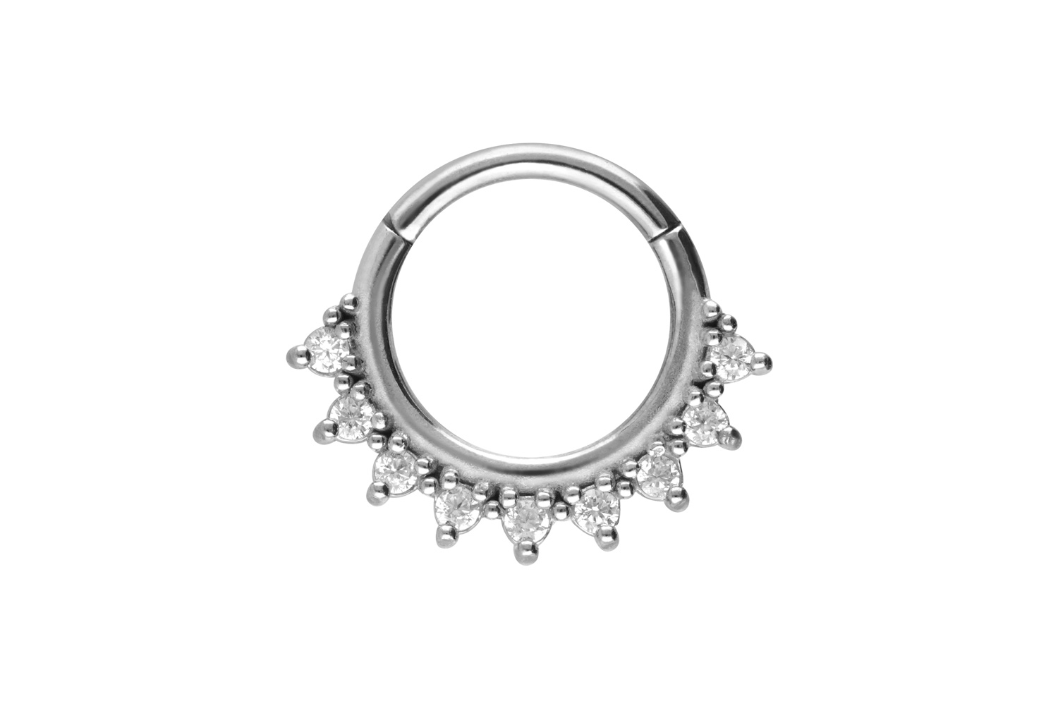 Chirurgenstahl Segmentring Clicker Piercing 9 EINGEFASSTE KRISTALLE
